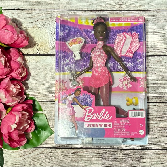 Barbie Ice Skater Doll, Brunette Fashion Doll with Pink Leotard, Trophy NEW - Picture 4 of 7